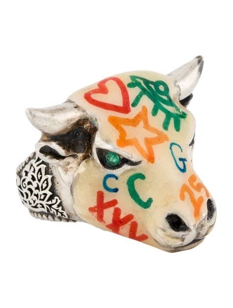 gucci enamel bull ring|Gucci Anger Forest Enamel Bull's Head Ring .